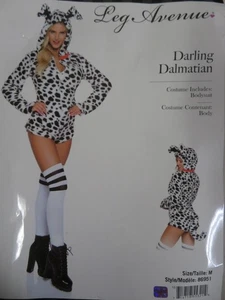 Leg Avenue Darling Dalmatian Dog Plush Bodysuit Halloween Costume Size Medium - Picture 1 of 3