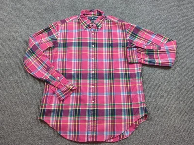Camisa Ralph Lauren Para Hombre Mediana Rosa Cuadros Algodón Botón Franela Foto 1 de 4