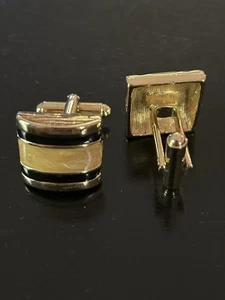 Vintage Charles Petrie Gold Plated Marbled Enamel Cufflinks West Germany - Picture 1 of 8