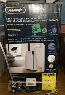 DeLonghi 3-in-1 Pinguino Portable AC 8,600 BTU 700 SQ.FT White New PAC EX390LVYN - Image 1 of 3