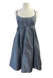 J Crew Damen 100 % Seide Kleid Gr. 4 grau Ballerina Babydoll formell Hochzeitsgast - Bild 1 von 10