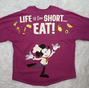 Disney Parks Spirit Jersey Pink Food Wine 2020 Life Is Too Short Eat Top Size L - Picture 1 of 12