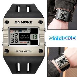 Alloy Watch for Men Square Large LED Screen Digital Backlight Waterproof Sports - Picture 1 of 19