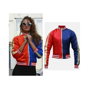 Damen Harley Quinn Satin Jacke Suicide Squad Joker Kostüm Halloween Cosplay - Bild 1 von 2