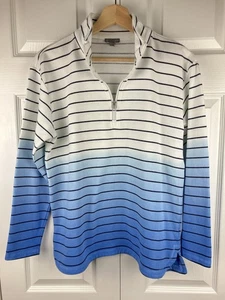 T By Talbot's Wmn's Med Petite Quarter Zip Terry Ombre Pullover Sweatshirt Blue - Picture 1 of 8
