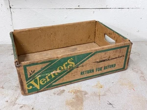 Vintage Vernor's Ginger Ale Getränkekarton / Metallkoffer aus Holz - Bild 1 von 5