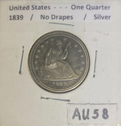 1839 Seated Liberty Quarter - VeryRare Date&Grade/AU++ Details - Make an Offer! Cover