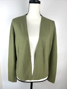 J Jill Women's Linen Blend Open Front Cardigan Size L- Arugula - Picture 1 of 5