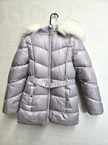 Cappotto imbottito pesante Michael Kors bambina con cappuccio in pelliccia sintetica. Taglia 16