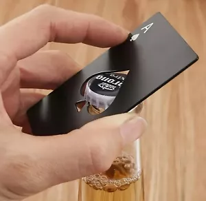 2 Stück Qualität Ace of Spades Karten Flaschenöffner, Schwarz & Silber Edelstahl - Bild 1 von 5