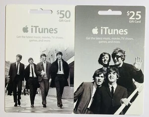 Beatles iTunes Gift Card $25 $50 Set Unused Mint Unscratched Collectible No Bal - Picture 1 of 6