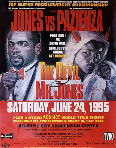 Original Vintage Roy Jones Jr. vs. Vinny Pazienza Boxing Fight Poster Cover