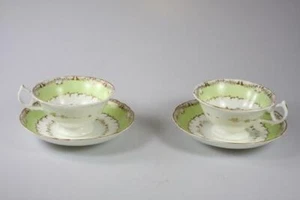 ANTIQUE early 19th c. BONE CHINA TEA SET GILDED FLORAL PATTERNED ENGLAND pair - Picture 1 of 8
