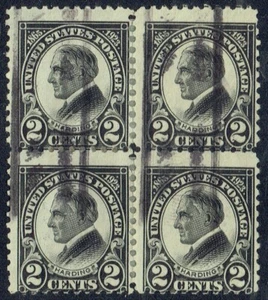 1923 2c Black Harding precancel DOWN blk4 f/BLUEFIELD WV 610-454. QUITE SCARCE! - Picture 1 of 1