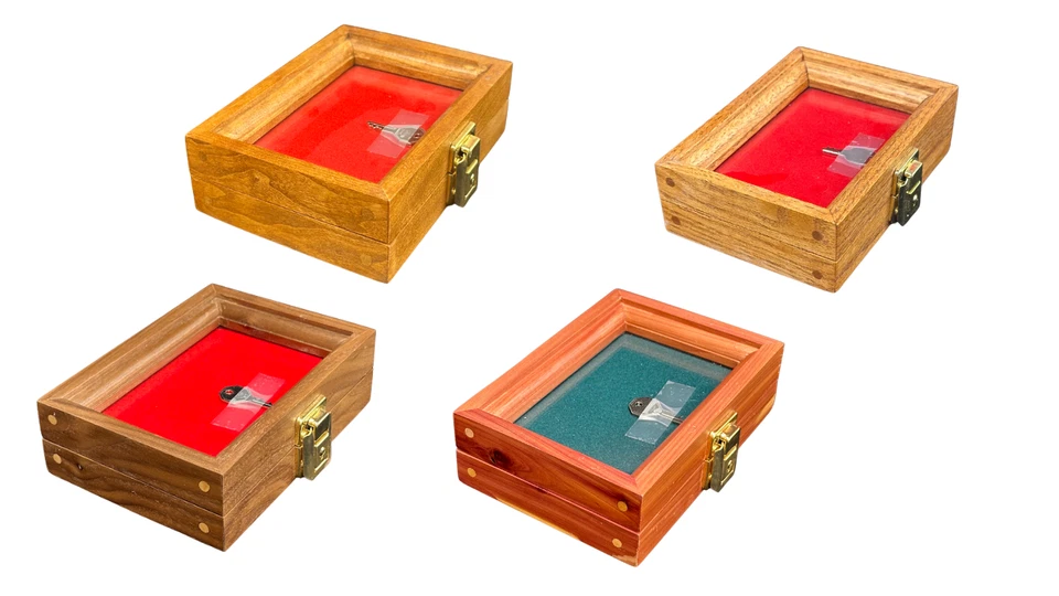 Wood Display Case 7x5x2” Glass Top Cedar Cherry Oak or Walnut USA Made Box - Image 1 of 2
