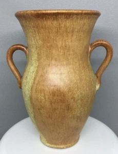 RARE DOROTHY COLE AUMAN Art Pottery Double Handle Vase Maple Glaze Seagrove NC - Picture 1 of 8