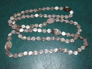 50" SHELL DISC BEADED NECKLACE Vtg - Picture 1 of 3