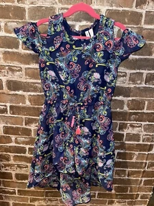 NWT JAPNA KIDS GIRLS 10 DRESS ROMPER COLD SHOULDER HI LOW HEM SHORTS - Picture 1 of 6