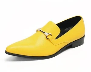 Mens Fashion Pointy Toe Metal Decor Slip On Loafers Youth Casual Party Shoes FU - Picture 1 of 8