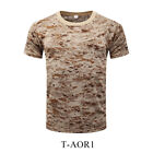 Hommes Camo T-Shirt Militaire À Manches Courtes Tee Armée Camouflage #
