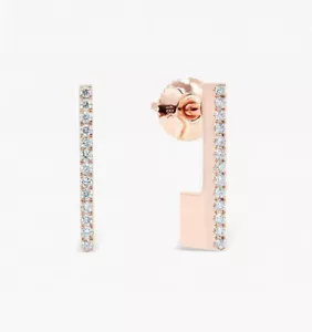 Sliced Plane Earring 18k Solid Gold Diamond Earrings Bridal Wedding Earring NS6. - Picture 1 of 12