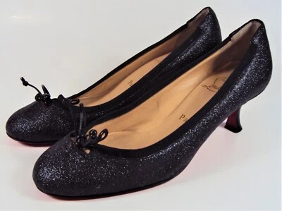 Christian Louboutin Red bottom women's black glitter heels EU 5.5 (US 5) - Image 1 of 4