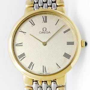 Omega Deville Quartz Cal. 1378 Steel Gold Unisex 32mm Watch with Band - Picture 1 of 16