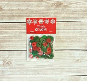 Tis the Season PKG of 132 Red & Green Assorted Sized Round Buttons, Christmas - Picture 1 of 1