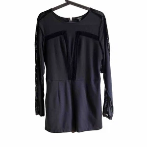 Guess Frederikke Mesh Lace Long Sleeve Black Romper. Size L Party - Picture 1 of 10