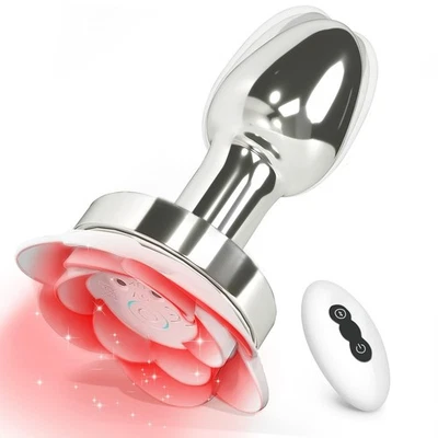 Juguete anal iluminador vibrador rosa tapón trasero con control remoto parejas mujeres hombres Foto 1 de 4