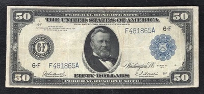FR. 1046 1914 $50 FIFTY DOLLARS FRN FEDERAL RESERVE NOTE ATLANTA, GA VERY FINE - Image 1 of 2