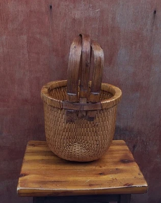 Antique Handwoven Fisherman Rice Gathering Basket - Image 1 of 4