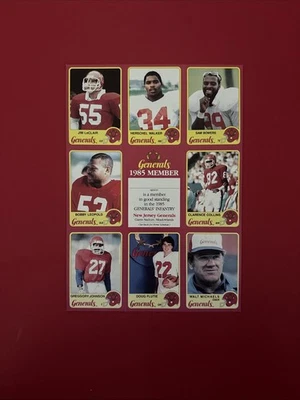 1985 Topps New Jersey Giants Generals Full Sheet (USFL) - Image 1 of 2