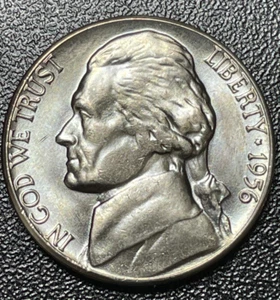 1956-D 5c Brilliant Uncirculated Jefferson Nickel - Picture 1 of 4