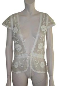 NWOT TEMPERLEY LONDON IVORY CREAM LACE VEST BLOUSE TUNIC SILK, RIBBON, SZ 6 $960 - Picture 1 of 6