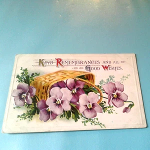 REMEMBERANCE:  "KIND REMEMBERANCE AND ALL GOOD WISHES" -  NICE CARD - 1909 - Imagen 1 de 6