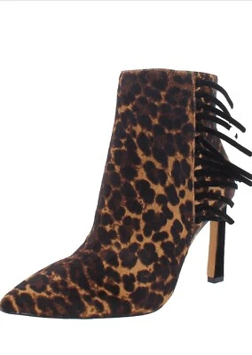 Agotado Vince Camuto Caramelo Dos Tonos Leopardo Mancha Pelo de pantorrilla Flecos Botines Foto 1 de 4