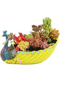 Planter Flower Pot Succulent Planter Peacock Shape *New In Box - Picture 1 of 4