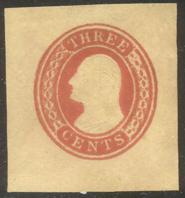 U.S. #U6 RARE Cut Square w/ Cert - 3c Red on Buff, Die 3 - Image 1 of 2