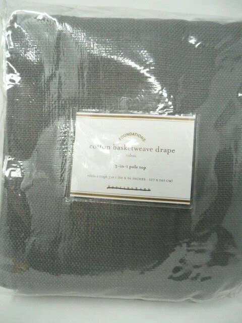 2 Pottery Barn Basketweave Drapes Flagstone Gray 50"x96" Curtain