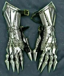 Mittelalterliche Stahlhandschuhe Paar Handschuh Akzente Ritter Kreuzfahrer Rüstung Rollenspiel Artikel - Bild 1 von 3