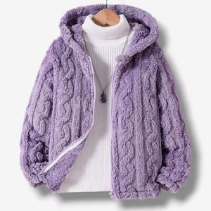 Girls Polar Fleece Jacket Full-Zip Thick Warm Outwear with Pockets Classic Jacke - Picture 1 of 4