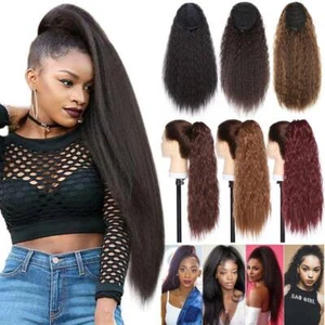 Long Drawstring Ponytail Afro Kinky Curly Hair Bun Clip In Pony Tail Extensions - Picture 1 of 27
