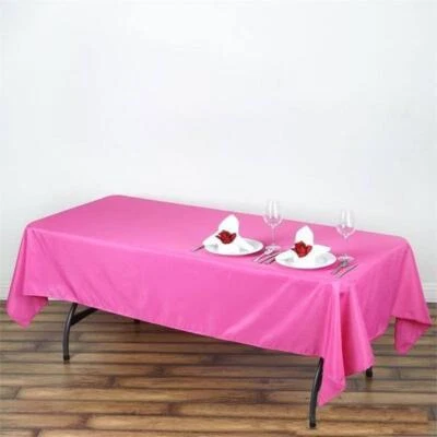 5 FUCHSIA 60x102 RECTANGLE POLYESTER TABLECLOTHS Wedding Decorations - Image 1 of 4