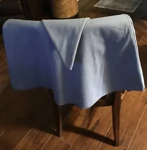 Vintage 70s 80s Blue Linen Cloth Tablecloth- 70” Round - Picture 1 of 4