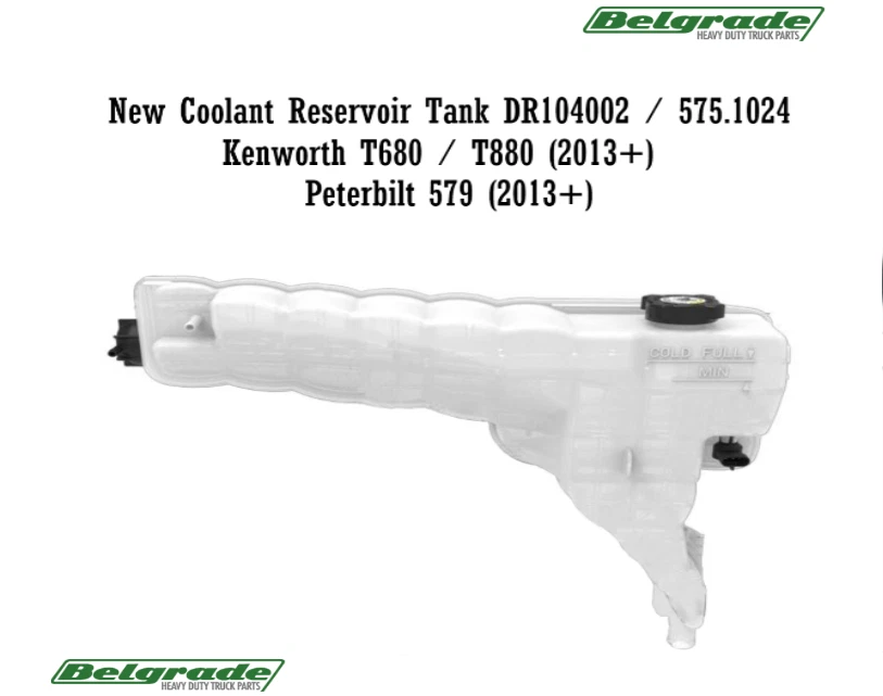 New Coolant Reservoir Tank DR104002 Kenworth T680 / T880 (2013+) Peterbilt 579 - Image 1 of 1