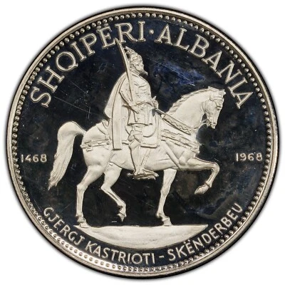 1969 Albania 10 Leke Skanderbeg's Death PCGS PR64DCAM KM 50.2 FINEST KNOWN RARE! - Image 1 of 2