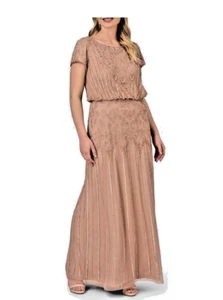 Adrianna Papell PLUS Rose Mercury Beaded Blouson Mother Bride Groom 18W - Picture 1 of 2