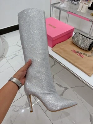 Botas femininas Paris Texas salto alto brilhantes multicoloridas - Imagem 1 de 4