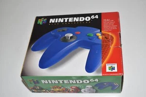 NINTENDO 64 N64 CONTROLLER BLU OEM CON INSERTO E SCATOLA PULITA (TEY10) - Foto 1 di 7